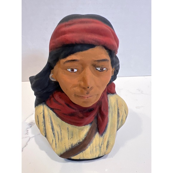 Scioto Mold Other - Native American Woman Ceramic Bust Hand Painted -Scioto Mold 1987‎